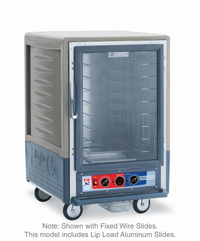 Metro C5 3 Series Half-Height Moisture Heated Holding and Proofing Cabinet, Gray Insulation Armour, Clear Polycarbonate Door, Mobile, 17-Pan Capacity, 120V