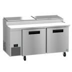 Thumbnail image #1 for Hoshizaki Steelheart PR67B 67-Inch Two-Section Reach-In Pizza Prep Table, 9 1/3-Size Pan Capacity, 2 Solid Doors