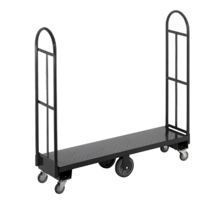 Product image #2 for Channel 16 x 60 Inch Steel U-Boat Stocking Truck with Diamond Deck, 2,000 lb Capacity