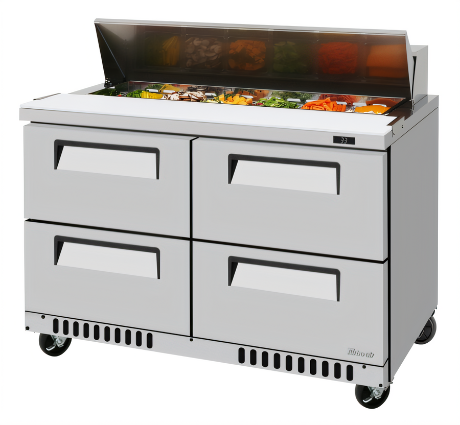 Product image #1 for Turbo Air Super Deluxe Two-Section Sandwich/Salad Prep Table with 4 Drawers, 48-1/4 Inch Wide