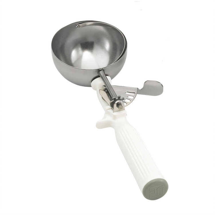 Product image #1 for Vollrath Jacob's Pride Size 6 White One-Piece Thumb Disher, 5-1/3 oz