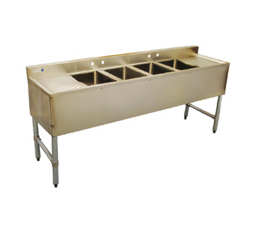 Product image #1 for Serv-Ware 72-Inch 4-Bowl Stainless Steel Bar Sink with Left and Right Drainboards