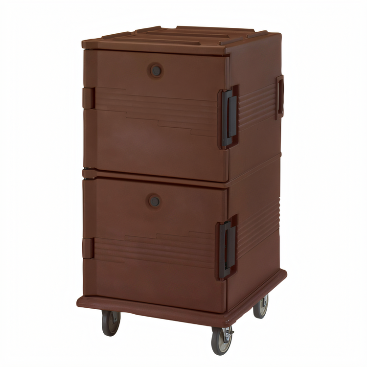 Product image #2 for Cambro Ultra Camcart® Double-Compartment Front-Loading Insulated Food Pan Cart, Security Package, 120 Qt., Dark Brown