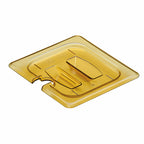 Thumbnail image #1 for Cambro H-Pan™ 60HPCHN150 1/6 Size Amber High-Heat Food Pan Cover, Handled Spoon-Notched Case of 6