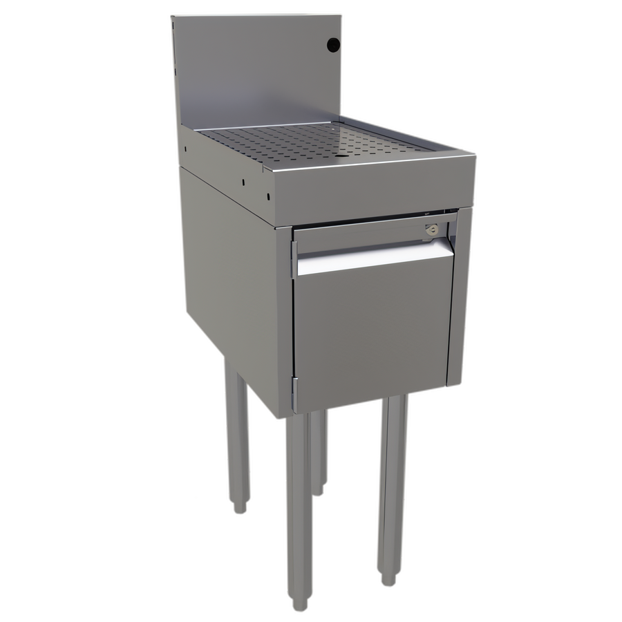 Product image #1 for Glastender DBHA-12 12-Inch Wide Stainless Steel Underbar Drainboard Half Cabinet with Locking Door