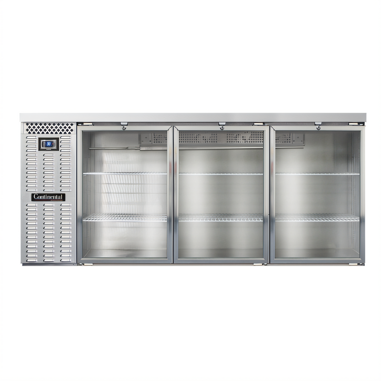 Product image #1 for Continental Refrigerator BB79SNSSGD 79" Shallow Depth Refrigerated Back Bar Cooler with Glass Doors