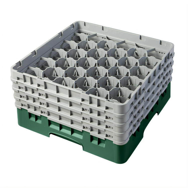 Product image #2 for Cambro Camrack® Full-Size 30-Compartment Glass Rack with 4 Extenders, Sherwood Green