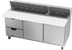 Thumbnail image #1 for Beverage-Air 72-Inch Three-Section Sandwich Prep Table with 18-Pan Top, Doors, Drawers, and 17-Inch Cutting Board