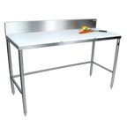 Thumbnail image #1 for John Boos TC105 48 x 36 Inch Poly Top Trimming Table, 3/4-Inch Reversible Top, 6-Inch Backsplash, Stainless Steel Base