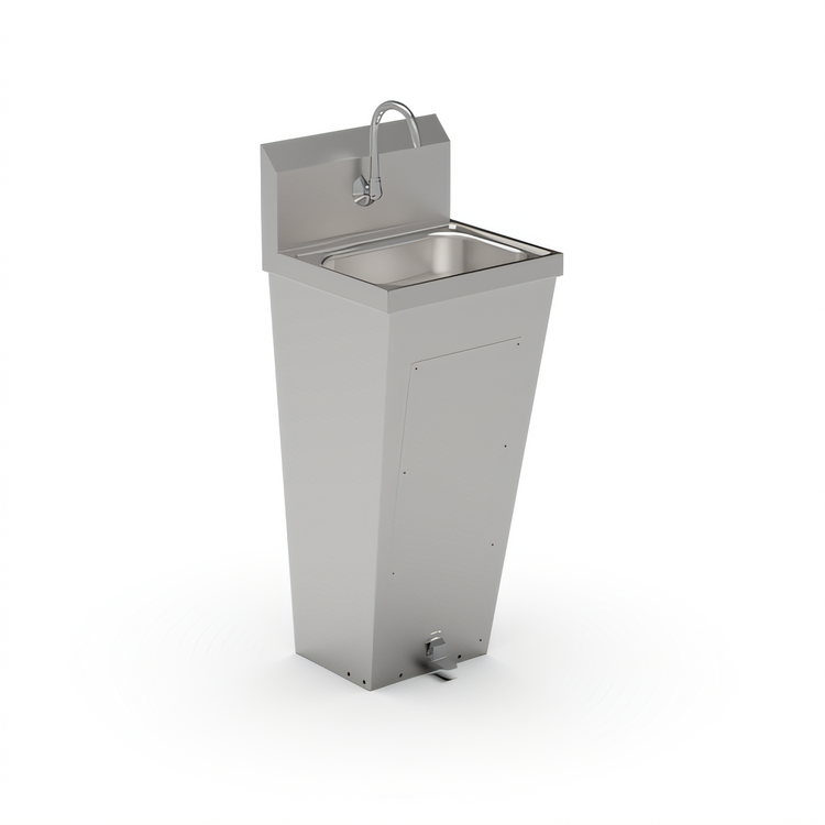 Product image #1 for John Boos Pro-Bowl Floor-Mount Stainless Steel Hand Sink with Tapered Pedestal, 14 x 10 x 5 Inch Bowl, Faucet, and Foot Valve