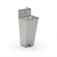 John Boos Pro-Bowl Floor-Mount Stainless Steel Hand Sink with Tapered Pedestal, 14 x 10 x 5 Inch Bowl, Faucet, and Foot Valve