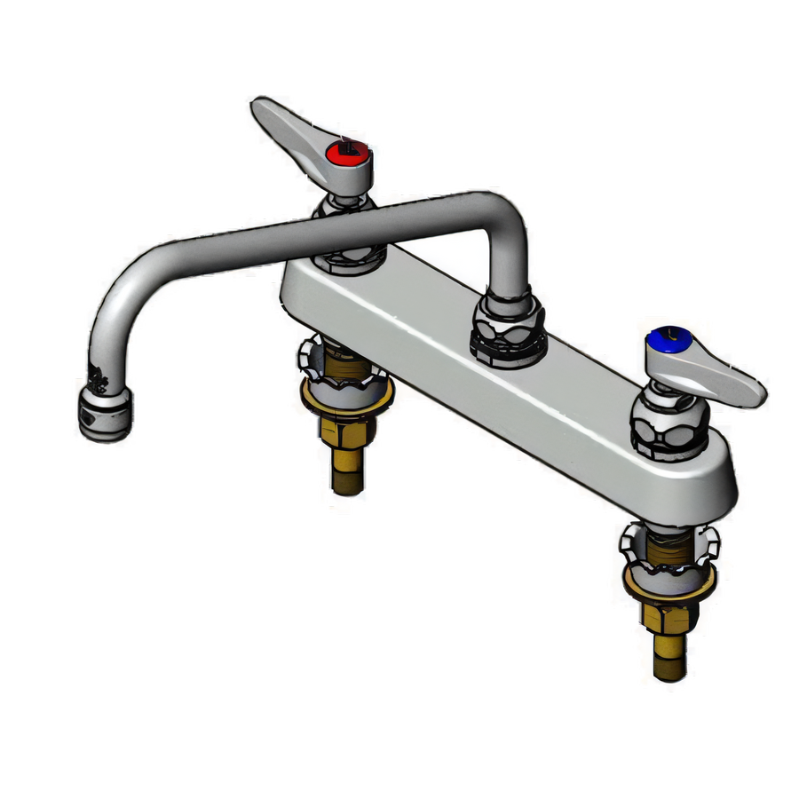 Product image #1 for T&S Brass Deck-Mounted Workboard Faucet with 10-Inch Swing Nozzle and 2-Inch IPS Shanks