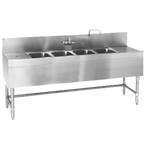 Thumbnail image #1 for Eagle Group Spec-Bar B6L-4-24 Four-Compartment Underbar Sink with Left Drainboard, 72 in W x 24 in D, 304 Stainless Steel