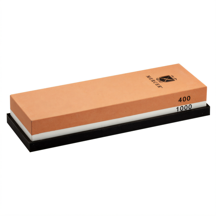 Product image #1 for Mercer Culinary Starter Combination Sharpening Stone, 400/1000 Grit, 2-1/2 x 7 Inch, with Silicone Base Holder