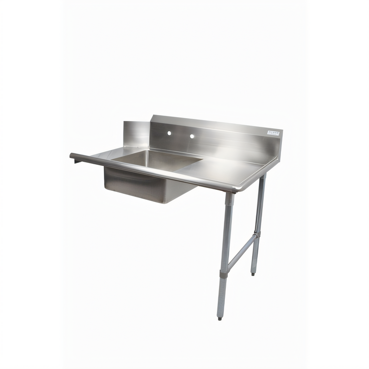 Product image #1 for BK Resources Heavy Duty Straight Soiled Dish Table with Pre-Rinse Sink, 36 Inch, Right-to-Left, 16/304 Stainless Steel, 10 Inch Backsplash