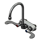 Thumbnail image #1 for T&S Brass B-1146-04-CR-WS Low-Lead Wall-Mount Workboard Mixing Faucet, 4" Centers, 5-3/4" Swivel Gooseneck, 1.5 GPM