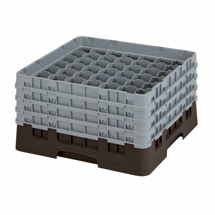 Product image #2 for Cambro Camrack® Full Size 49-Compartment Brown Glass Rack with Soft Gray Extenders, 10 1/2-Inch High