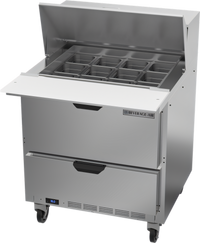 Beverage-Air 32-Inch Mega Top Refrigerated Sandwich Prep Table with 2 Drawers and 12-Pan Capacity