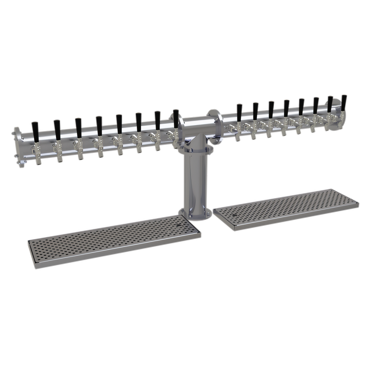 Product image #1 for Glastender Pipe Tee 16-Faucet Countertop Glycol-Cooled Draft Dispensing Tower