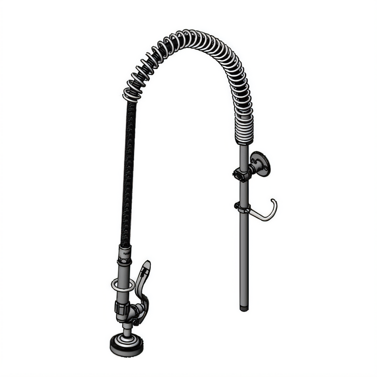 Product image #1 for Wall-Mounted Spring-Action Gooseneck Pre-Rinse Unit with 44-Inch Stainless Steel Hose and 18-Inch Riser
