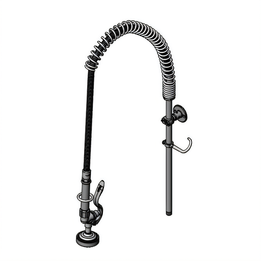 Product image #1 for Wall-Mounted Spring-Action Gooseneck Pre-Rinse Unit with 44-Inch Stainless Steel Hose and 18-Inch Riser
