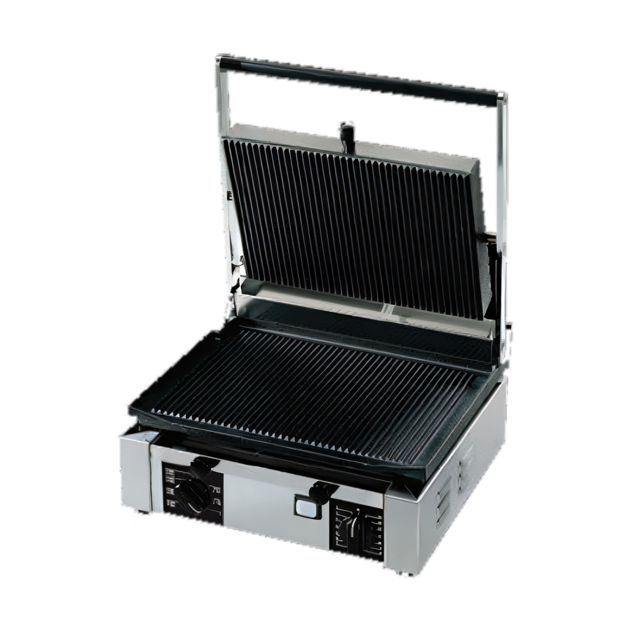 Product image #1 for Univex PPRESS1.5R Single Countertop Panini Press with Ribbed Cast Iron Plates and Timer