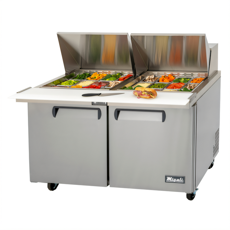 Product image #1 for Migali Competitor Series Big Top Two-Section Refrigerated Sandwich Prep Table, 24-Pan Capacity, 60.25-Inch Wide