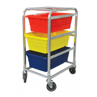 Omcan Half-Size Mobile Aluminum Lug Rack with Open Sides and 3 Welded Angle Slides