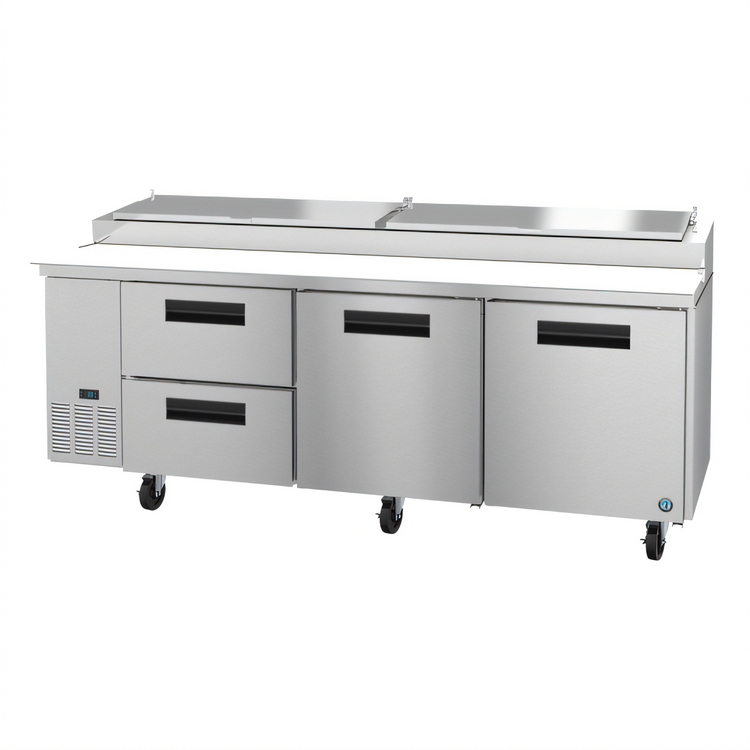 Product image #1 for Hoshizaki Steelheart 93-Inch Three-Section Pizza Prep Table with Doors and Drawers