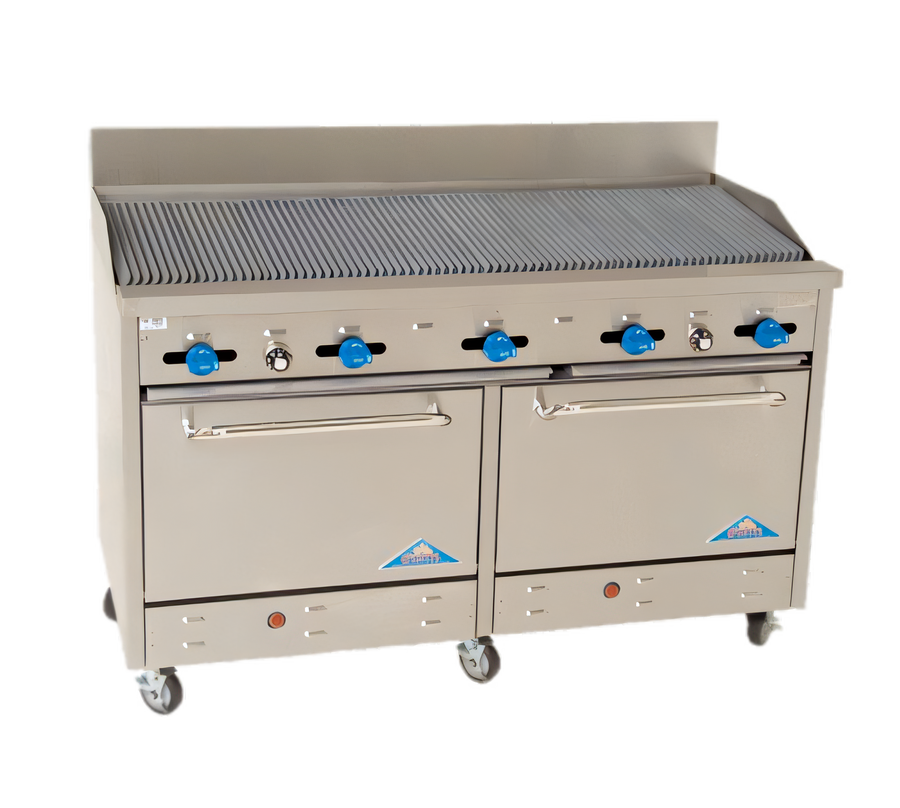 Product image #1 for Comstock-Castle 60-Inch Gas Char-Broiler Range with Two Standard Ovens