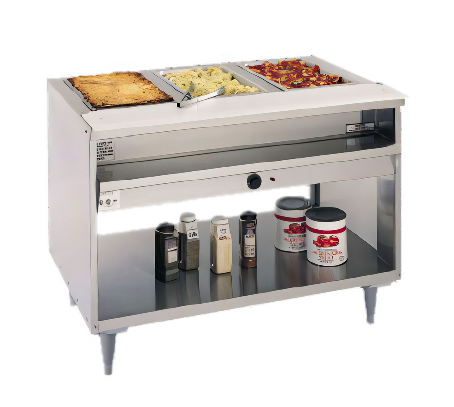 Product image #1 for Randell 3314 Electric Common Waterbath Hot Food Table, 63 x 30 Inch, 4-Well Open Shelf Base