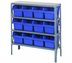Thumbnail image #1 for Quantum Heavy-Duty 4-Shelf Stationary Wire Shelving Unit Kit with 12 Bins, 36 x 12 x 39 Inches
