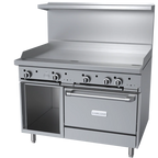 Thumbnail image #1 for Garland G Starfire Pro G48-G48CS 48-Inch Gas Restaurant Range with 5/8-Inch Smooth Griddle, Convection Oven & Storage Base