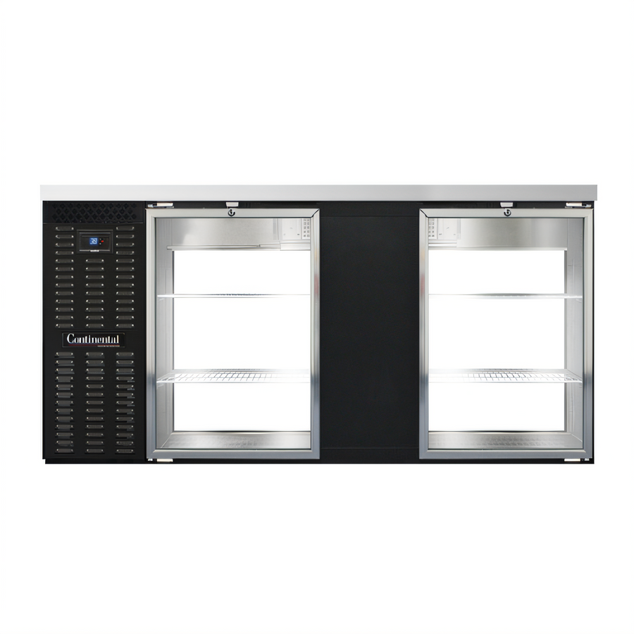 Product image #1 for Continental Refrigerator BB69SNGDPT 69" Shallow Depth Pass-Thru Back Bar Cooler with 4 Hinged Glass Doors