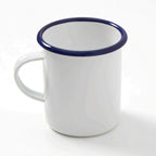 Thumbnail image #1 for American Metalcraft EWM16 Enamelware Mug, 16 oz, Porcelain-Coated Steel, White with Blue Rim Case of 32