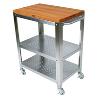 John Boos Cucina Culinarté 30-Inch Island Work Table Cart with Removable Cherry Cutting Board Top
