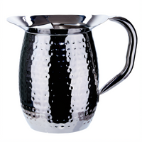 Winco 3 Qt. Hammered Heavy-Weight Stainless Steel Bell Pitcher with Ice Guard, Mirror Finish