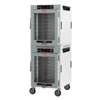 Thumbnail image #1 for Metro HotBlox™ HBCW16-AC-M Wide 16-Pan Stacked Dual-Cavity Mobile Heated Holding Cabinet, Analog Control, Clear Door