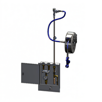 T&S Brass Enclosed Retractable Hose Reel Assembly with Flush-Mount Stainless Steel Control Cabinet and 3/8 Inch x 30 Foot Hose