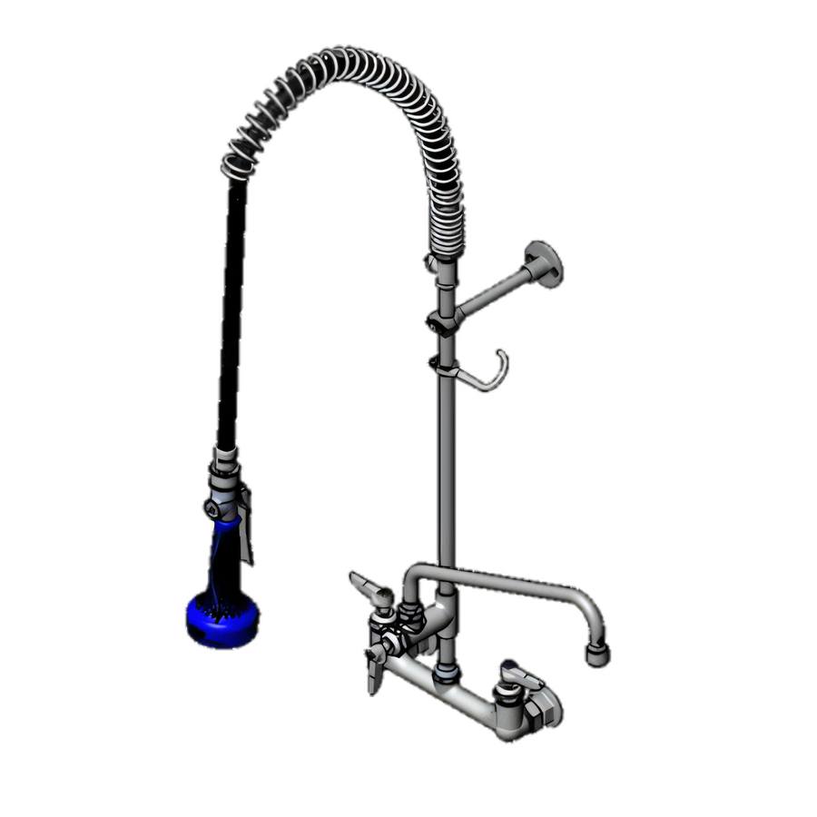 Product image #1 for Low-Lead EasyInstall Pre-Rinse Unit with Add-On Faucet, 8-Inch Wall Mount, 12-Inch Swing Spout, 44-Inch Hose