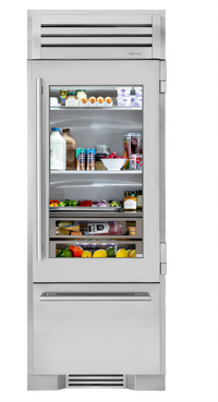 True Residential 30-Inch Upright Refrigerator/Freezer Column with Bottom Freezer, Built-In Ice Maker, Left-Hinged Stainless Glass Door