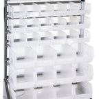 Thumbnail image #1 for Quantum QRU-16S-220230240CL Single-Sided Rail Rack with Clear Storage Bins, 36 x 15 x 53 Inches, 600 lb. Capacity