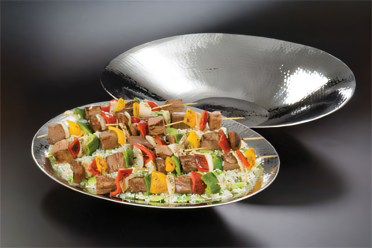 Product image #1 for American Metalcraft 192 oz. Hammered Stainless Steel Oval Serving Bowl