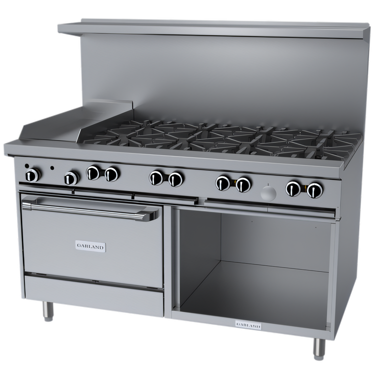 Product image #1 for Garland G Starfire Pro 60-Inch Gas Restaurant Range with 8 Open Burners, 12-Inch Griddle, Standard Oven, and Storage Base