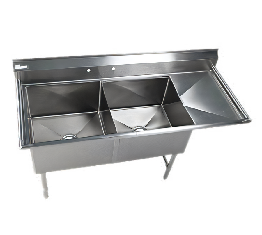 Product image #1 for Elite 2-Compartment 16-Gauge 304 Stainless Steel Sink with Right Drainboard