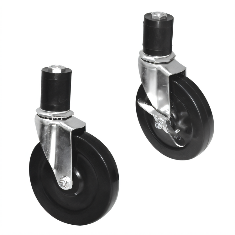 Product image #1 for Advance Tabco 5-Inch Swivel Rubber Stem Casters, Set of 4 with 2 Brakes