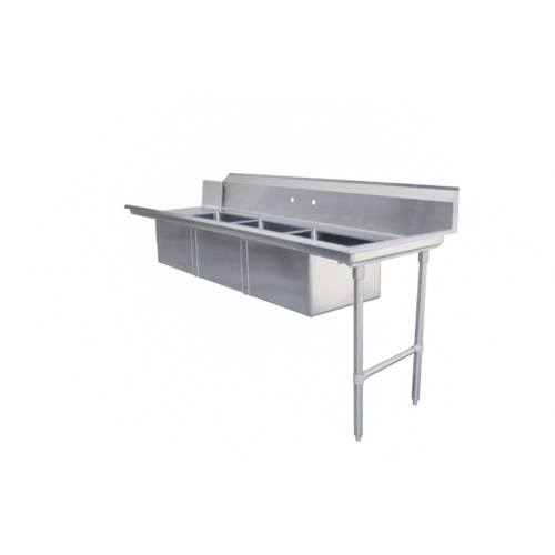 Product image #1 for Straight Soiled Dishtable with 3 Pre-Rinse Sinks, 84 Inch x 30 Inch, Right to Left, 16 Gauge 304 Stainless Steel