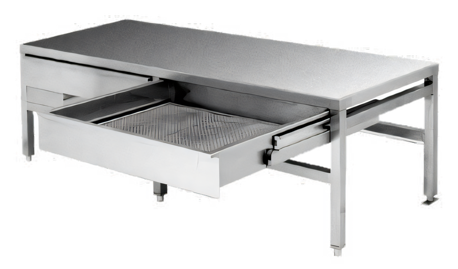 Product image #1 for Cleveland Range ST42 Open Base Stainless Steel Equipment Stand with Sliding Drain Drawer and Splash Screen