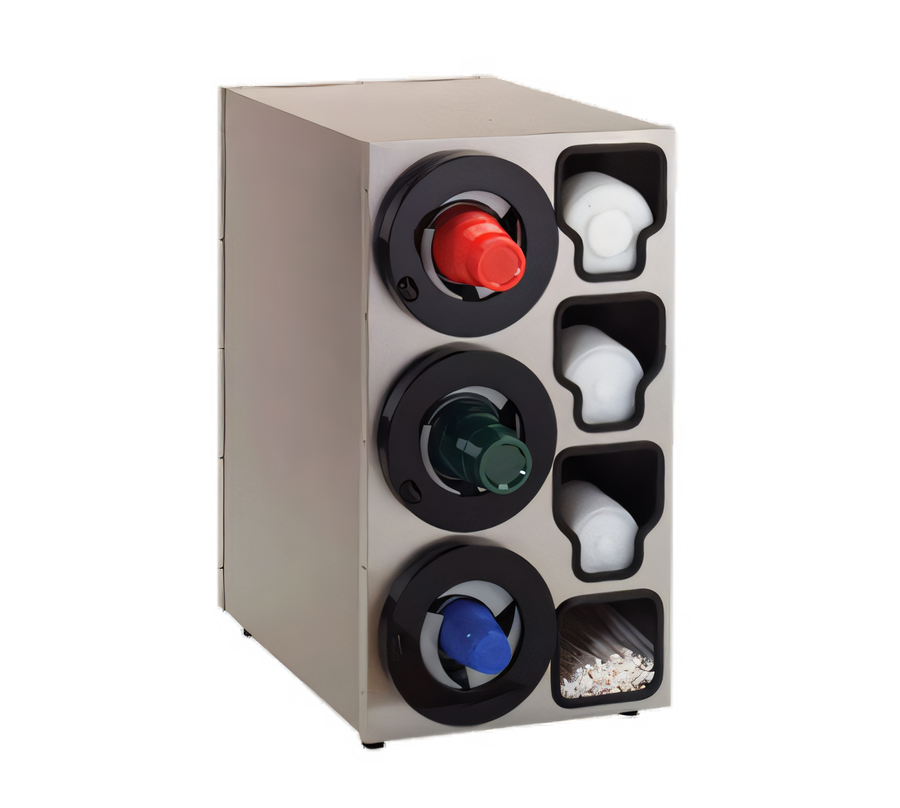 Product image #1 for Dial-A-Cup LS-30 Cabinet-Style Stainless Steel Cup Dispenser with Lid and Straw Holder