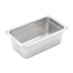 Thumbnail image #1 for Winco SPJH-404 1/4-Size 4-Inch Deep Solid Steam Table Pan, 22 Gauge 18/8 Stainless Steel, Anti-Jamming Case of 48